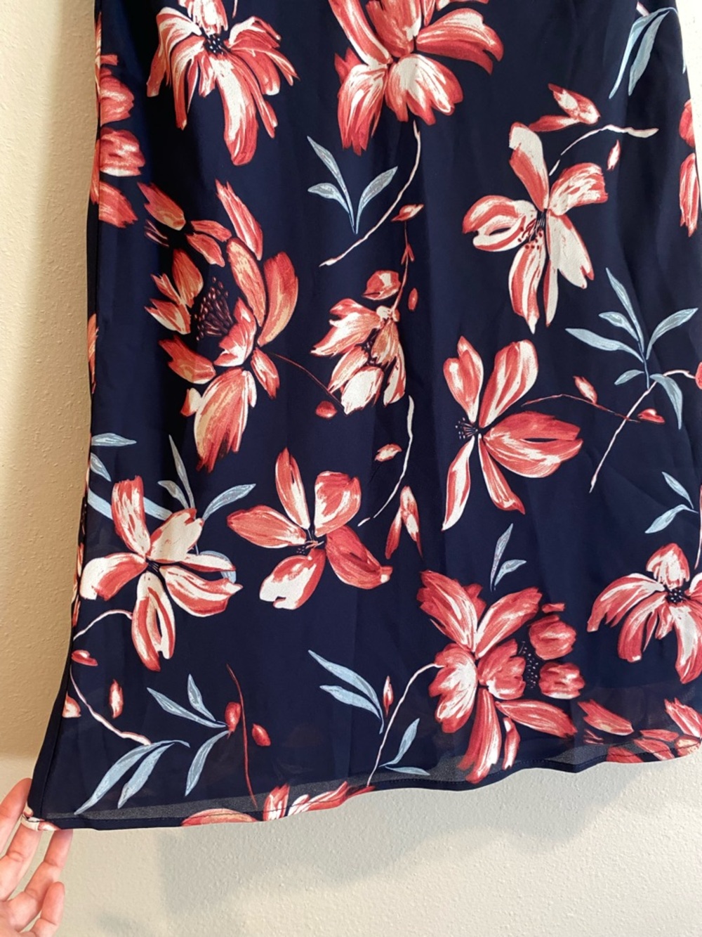 Hutch NWT Floral Midi Skirt Navy Pink Size 6 Anthropologie Style Satin Feel - Picture 8 of 10